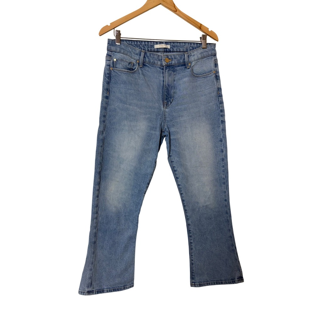 Fidelity Denim Womens Juniper Crop Light Wash High Rise Flare Jean Blue Size 31